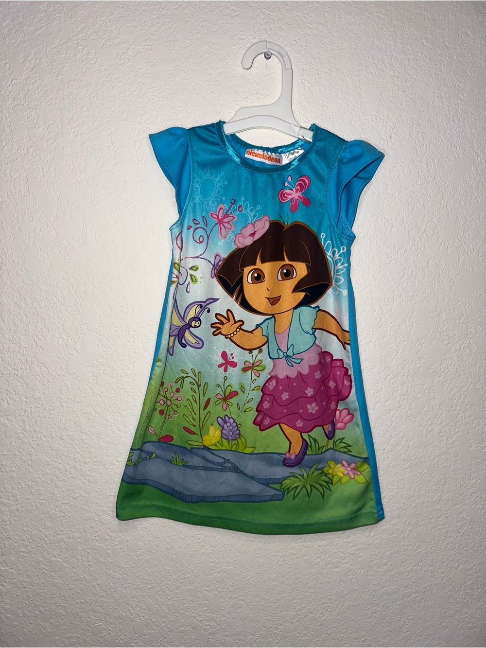 Nickelodeon Y2K 2011 Dora the Explorer Blue & Green Butterfly Nightgown 24 Month
